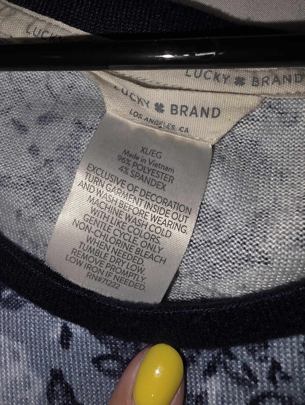Lucky Brand Blue Floral Woodblock Pajama Lounge Top Size XL - Picture 2 of 5